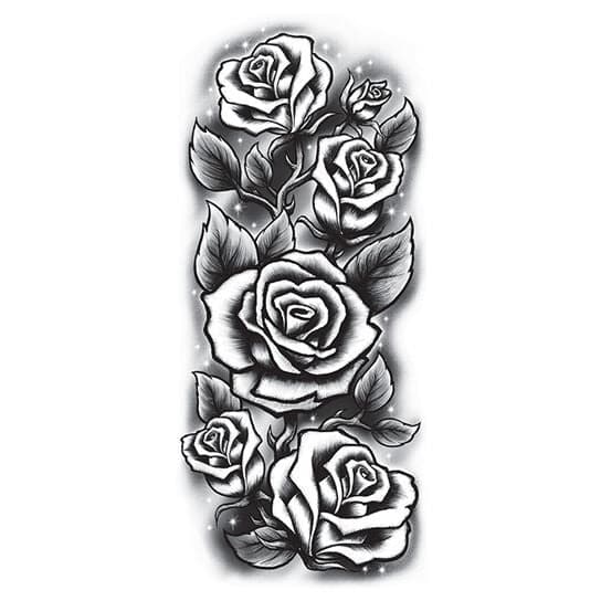 Roses Sleeve Black & White Temporary Tattoo – Temporary Tattoos